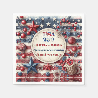 USA 250 Anniversary Semiquincentennial Star Stripe Napkins