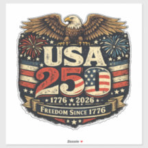 USA 250 Bald Eagle 1776-2026 Patriotic Sticker