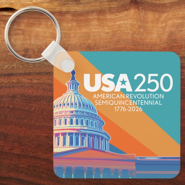 USA 250 Birthday Capital - America Celebration Keychain (Front)