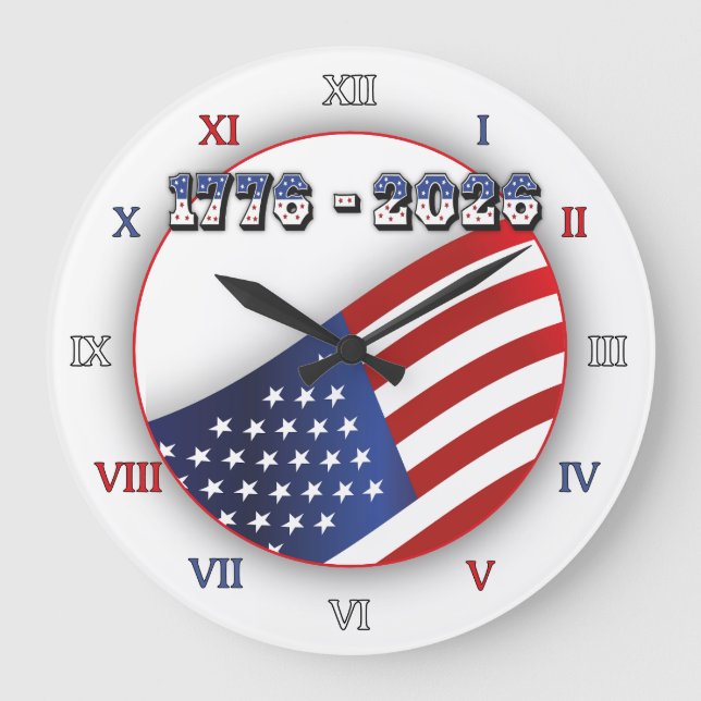 USA 250 Freedom 1776-2026 Patriotic  Large Clock (Front)