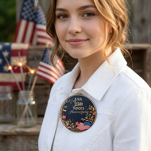 USA 250 Freedom Celebration Patriotic Anniversary  Button (USA 250 Freedom Celebration Patriotic Anniversary Button)