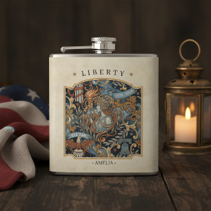 USA 250 Liberty Art Nouveau Pattern Border ID1302 Flask
