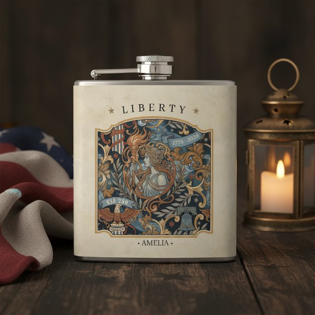 USA 250 Liberty Art Nouveau Pattern Border ID1302 Flask (Creator Uploaded)