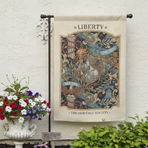 USA 250 Liberty Art Nouveau Pattern Border ID1302 House Flag