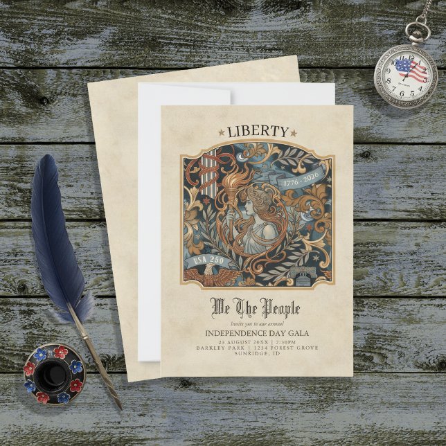 USA 250 Liberty Art Nouveau Pattern Border ID1302 Invitation (Creator Uploaded)