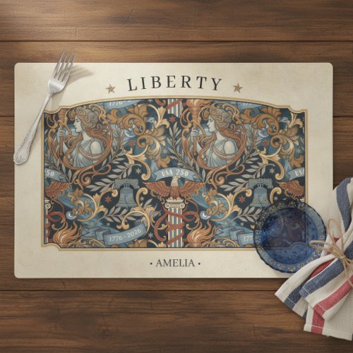 USA 250 Liberty Art Nouveau Pattern Border ID1302 Placemat