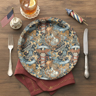 USA 250 Liberty Art Nouveau Pattern ID1302 Paper Plates