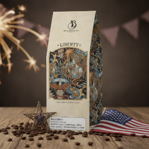 USA 250 Liberty Art Nouveau Pattern Logo ID1302 Roasted Coffee