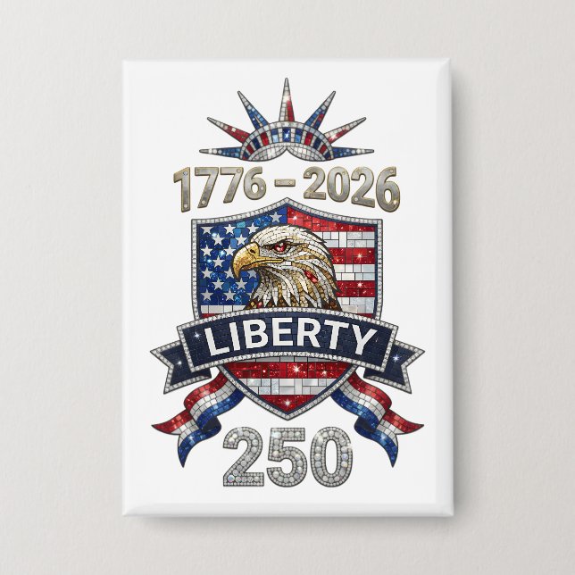 USA 250 Liberty Eagle 1776–2026 Rhinestone Style  Button (Front)