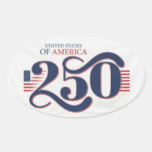 USA 250 Oval Patriotic Stickers 