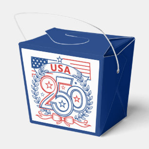 USA 250 Patriotic Anniversary Emblem Design Favor Boxes