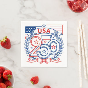 USA 250 Patriotic Anniversary Emblem Design Napkins