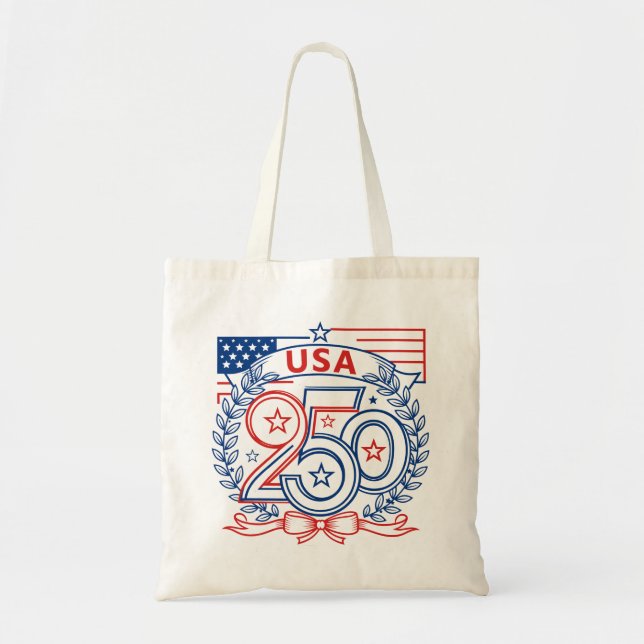 USA 250 Patriotic Anniversary Emblem Design Tote Bag (Front)