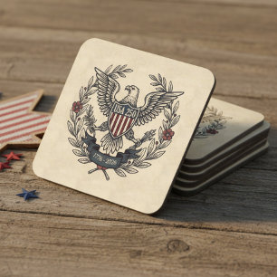USA 250 Patriotic Eagle Heritage Motif Crm ID1299 Beverage Coaster