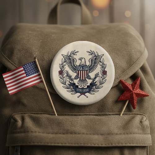 USA 250 Patriotic Eagle Heritage Motif Crm ID1299 Button