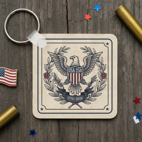 USA 250 Patriotic Eagle Heritage Motif Crm ID1299 Keychain