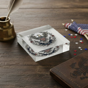 USA 250 Patriotic Eagle Heritage Motif ID1299 Paperweight