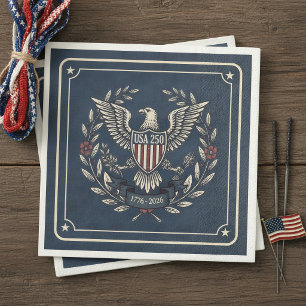 USA 250 Patriotic Eagle Heritage Motif Navy ID1299 Paper Dinner Napkins