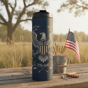 USA 250 Patriotic Eagle Heritage Motif Navy ID1299 Thermal Tumbler