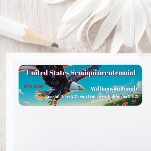USA 250 Semiquincentennial Bald Eagle Patriotic Label