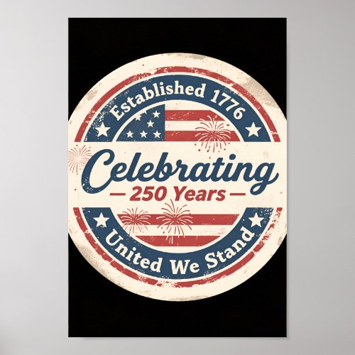 USA 250 Vintage Badge 1776–2026 Patriotic Poster
