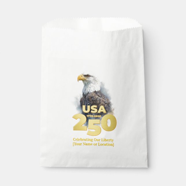 USA 250: Watercolor Eagle & Gold Favor Bag (Front)