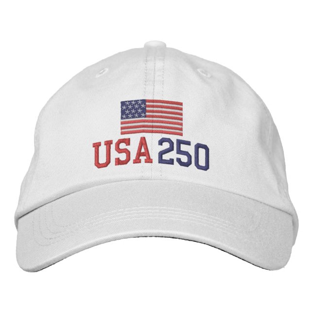 USA 250 - with American Flag Embroidered Baseball Cap (Front)