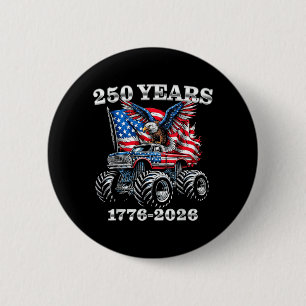 USA 250 Years 1776-2026 Eagle Monster Truck Boys Button