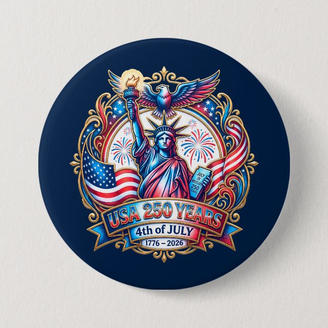 USA 250 years 4th of July 1776-2026 Button (Front)