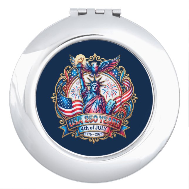 USA 250 years 4th of July 1776-2026 Compact Mirror (Front)