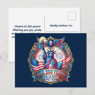 USA 250 years 4th of July 1776-2026 Holiday Postcard