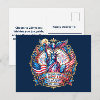USA 250 years 4th of July 1776-2026 Holiday Postcard