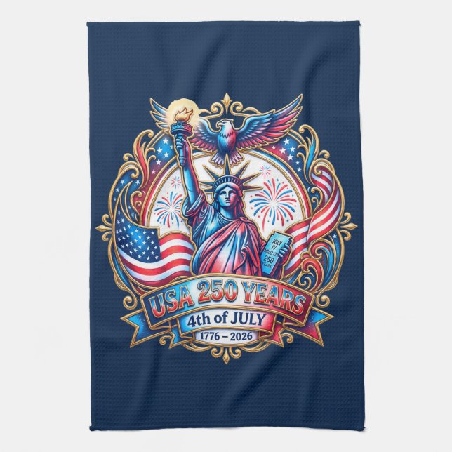 USA 250 years 4th of July 1776-2026 Kitchen Towel (Vertical)