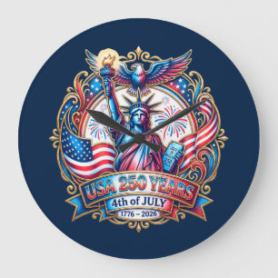 USA 250 years 4th of July 1776-2026 Large Clock