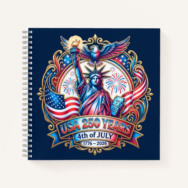 USA 250 years 4th of July 1776-2026 Notebook (Front)