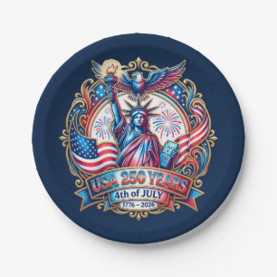 USA 250 years 4th of July 1776-2026 Paper Plates