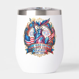 USA 250 years 4th of July 1776-2026 Thermal Wine Tumbler