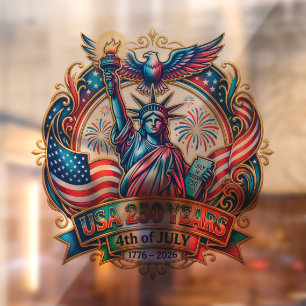 USA 250 years 4th of July 1776-2026 Window Cling