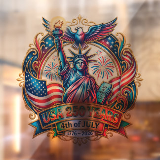 USA 250 years 4th of July 1776-2026 Window Cling