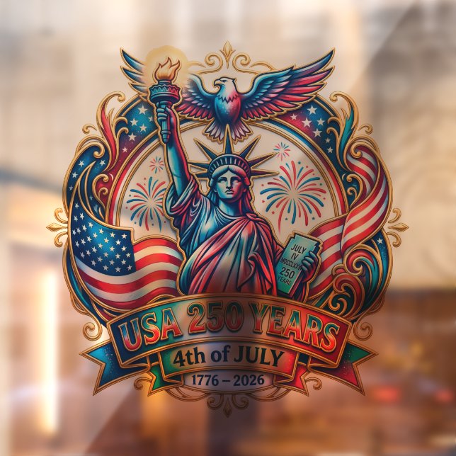 USA 250 years 4th of July 1776-2026 Window Cling (Sheet 2)