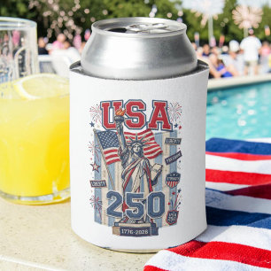 USA 250 Years Anniversary Freedom 4th of July Can Cooler