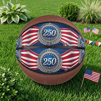 USA 250 Years Anniversary Patriotic American Flag Mini Basketball