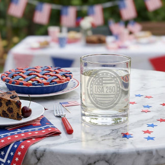 USA 250 Years Anniversary Stars & Stripes American Rocks Glass