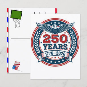 USA 250 Years Celebration: America 1776–2026 Holiday Postcard