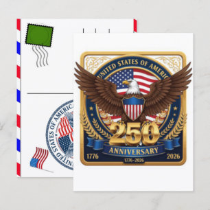 USA 250 Years Celebration: America 1776–2026 Holiday Postcard