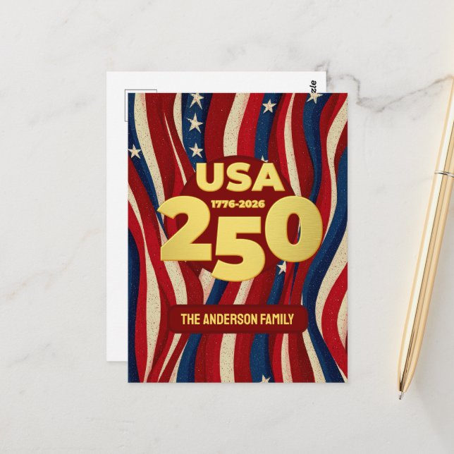 USA 250 Years Custom Patriotic  Postcard (Front/Back In Situ)