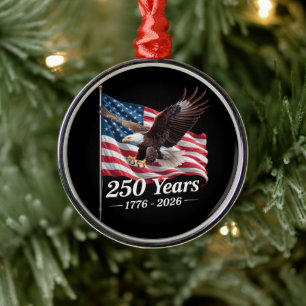 USA 250 Years Eagle 1776-2026 Flag Metal Ornament