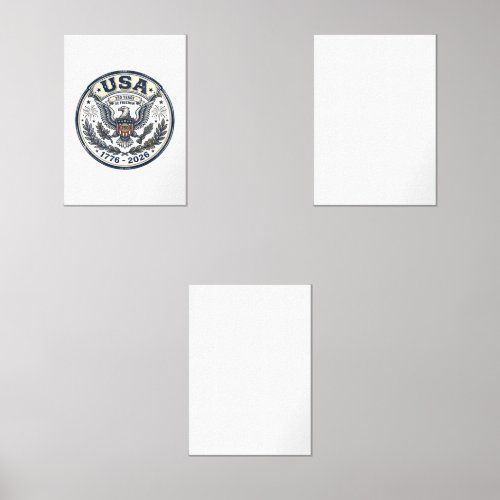 USA 250 Years Freedom Vintage Eagle Badge Shirt_1 Wall Art Sets