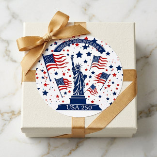 USA 250 Years Independence Day Statue Of Liberty Classic Round Sticker