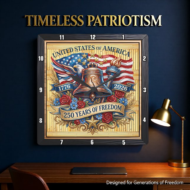 USA 250 Years Liberty Bell Square Wall Clock (Creator Uploaded)